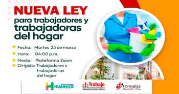 Capacitación online "Nueva ley para trabajadores y trabajadoras del hogar" de la DRTPE Huánuco