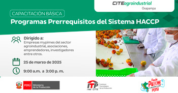 Capacitación online "Programas prerrequisitos del sistema HACCP" del Rediagro Ica