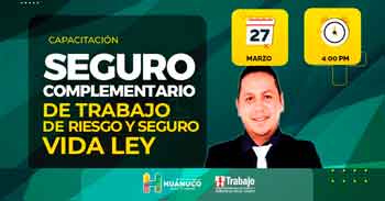 Capacitación online "Seguro Complementario de Trabajo de Riesgo y Seguro Vida Ley" de la DRTPE Huánuco