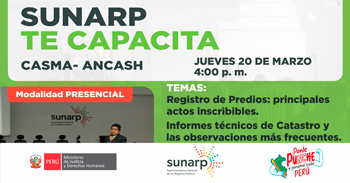 Charla presencial gratis "Registro de Predios" de la SUNARP