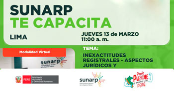 Charla online gratis "Inexactitudes registrales - aspectos jurídicos y procedimentales" de la SUNARP