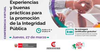 Conferencia online "Experiencias y buenas prácticas para la promoción de la Integridad Pública" del MINJUSDH