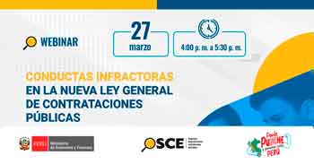 Conferencia online gratis "Conductas infractoras en la nueva Ley General de Contrataciones Públicas" del OSCE