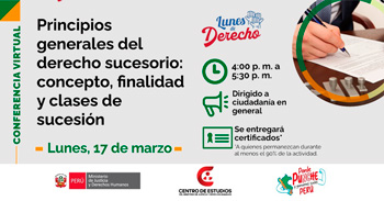 Conferencia online " Principios generales del derecho sucesorio " del MINJUSDH