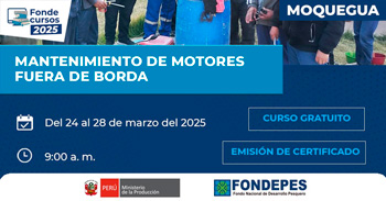 Curso Presencial gratis "Mantenimiento de Motores Fuera de Borda" de FONDEPES