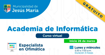 Curso online gratis "Especialista en informática" de la Municipalidad de Jesús María