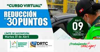 Curso online gratis "Seguridad Vial para Reducir Puntos" del Gobierno Regional de Ica