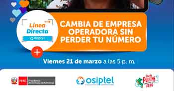 Evento online "Cambia de empresa operadora sin  perder tu númeroquot; del OSIPTEL