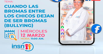 Evento online "Cuando las bromas entre los chicos dejan de ser bromas (Bullying)" del INSNSB