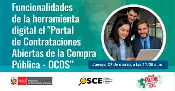Evento online Funcionalidades de la herramienta digital el Portal de Contrataciones Abiertas de la Compra Pública - OCDS