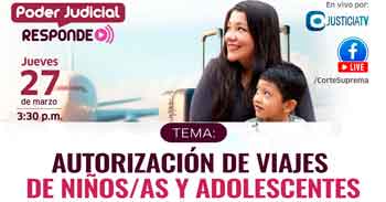  Evento online gratis "Autorización de viajes de niños/as y adolescentes" del Poder Judicial del Perú
