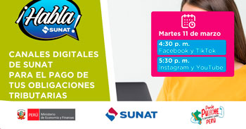 Evento online gratis "Canales digitales de SUNAT para el pago de tus obligaciones tributarias" de la SUNAT