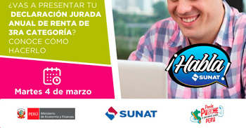 Evento online gratis "Declaración jurada anual de renta de 3ra categoría" de la SUNAT