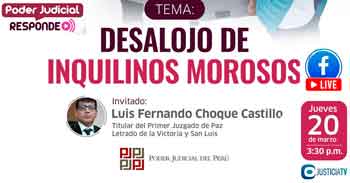 Evento online gratis "Desalojo de inquilinos morosos" del Poder Judicial del Perú