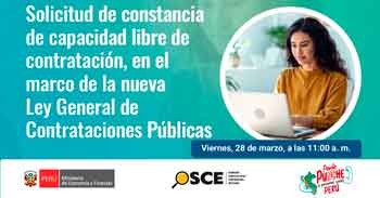 Evento online gratis "Solicitud de constancia de capacidad libre de contratación" del OSCE