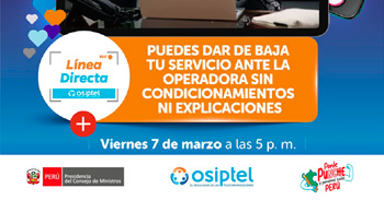 Evento online "Puedes dar de baja tu servicio ante la operadora sin condicionamientos ni explicaciones " 