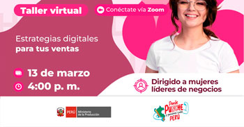 Taller  online "Estrategias digitales para tus ventas" del PRODUCE