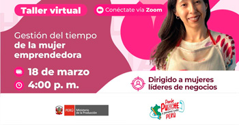 Taller  online "Gestión del tiempo de la mujer emprendedora" del PRODUCE