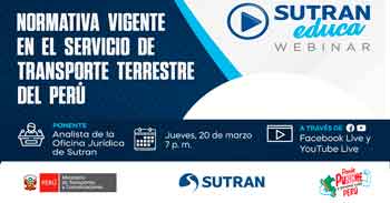 Webinar online "Normativa vigente en el servicio de transporte terrestre del Perú"  de la SUTRAN