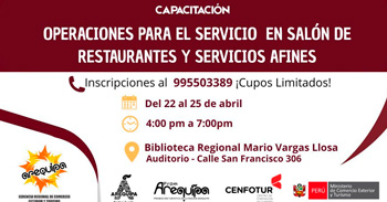  Capacitación presencial gratis "Operaciones para el servicio en el Salón de Restaurantes y servicios Afines"