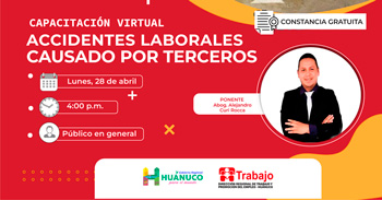 Capacitación online "Accidentes Laborales causado por terceros" de la DRTPE Huánuco