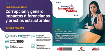  Capacitación virtual - "Corrupción y género: impactos diferenciados y brechas estructurales" MINJUSDH