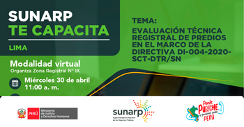 Capacitación online "Evaluación técnica registral de predios" de la SUNARP
