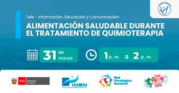 Capacitación online gratis "Alimentación saludable durante el tratamiento de quimioterapia" del INEN
