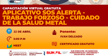 Capacitación online gratis "Aplicativo SOS alerta - Trabajo forzoso - Cuidado de la salud mental " 