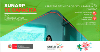 Capacitación virtual gratis "Aspectos técnicos de la declaratoria de fábrica" de la Sunarp
