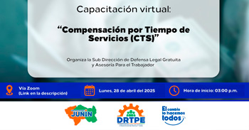 Capacitación online gratis "Compensación por Tiempo de Servicios (CTS)"  de la DRTPE Junín