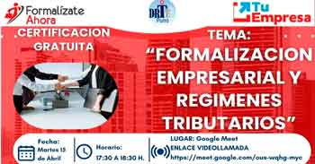 Capacitación online gratis "Formalizacion empresarial y regímenes tributarios" de la DRTPE Puno