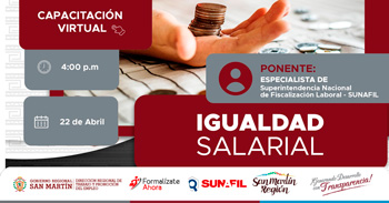 Capacitación online gratis "Igualdad Salarial"  de la DRTPE de San Martín