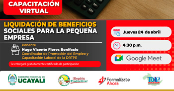 Capacitación online gratis "Riesgos Psicosociales en el Ámbito Laboral" de la DRTPE Ucayali