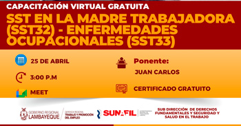 Capacitación online gratis "SST en la madre trabajadora (SST32) - Enfermedades ocupacionales (SST33)" 