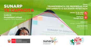 Capacitación virtual gratis "Cargas y gravámenes en el registro de predios" de la Sunarp