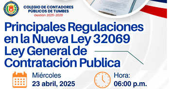 Charla virtual gratuita "Principales Regulaciones en la Nueva Ley 32069 - Ley General de Contratación Pública"