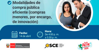 Conferencia virtual gratuita Modalidades de compra pública eficiente II (compras menores, por encargo, de innovación)