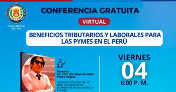 Conferencia online gratis " Beneficios tributarios y laborales para Pymes en el Perú "  