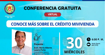  Conferencia online gratis "Conoce más sobre el crédito MIVIVIENDA" del Colegio de Contadores Públicos de Junín