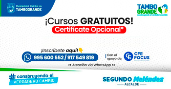  Cursos online gratis de empleabilidad de la Municipalidad de Tambogrande y FOCUS