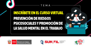 Evento online Inscríbete en el curso virtual prevención de riesgos psicosociales y promoción de la salud mental