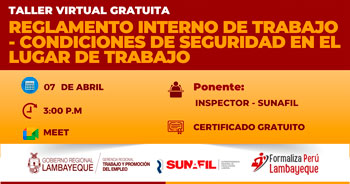 Taller online gratis "Reglamento interno de trabajo - condiciones de seguridad en el lugar de trabajo" 