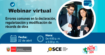 Webinar virtual Errores comunes en la declaración, regularización y modificación de récords de obra