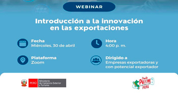 Webinar online "Introducción a la innovación en las exportaciones" del MINCETUR
