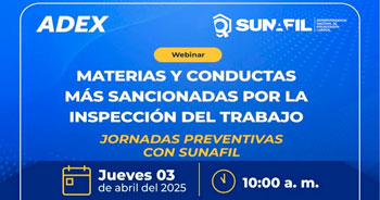 Webinar online "Materias y conductas más sancionadas por la inspección del trabajo"  de la SUNAFIL