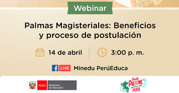 Webinar online "Palmas Magisteriales: Beneficios y proceso de postulación "  del Minedu