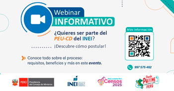 Webinar online "¿Quieres ser parte del PEU-CD del INEl?" del INEI