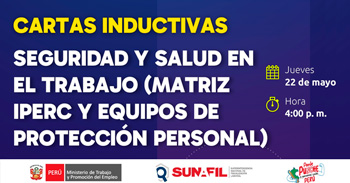 Capacitación online "Cartas inductivas: Seguridad y salud en el trabajo (Matriz IPERC y EPP)"  de la SUNAFIL