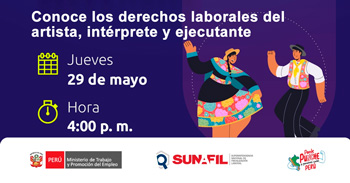 Capacitación online "Conoce los derechos laborales del artista, intérprete y ejecutante"  de la SUNAFIL